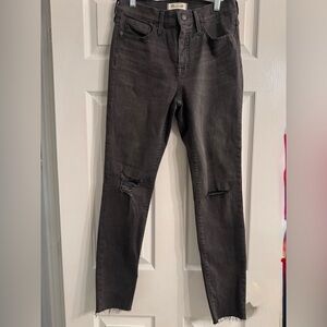 Madewell Distressed Black Mid-Rise Skinny Jeans